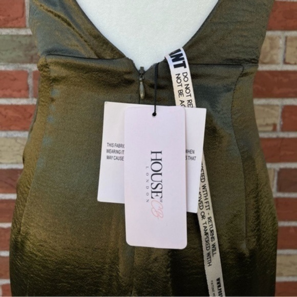 🧜‍♀️ NWT House of CB Zahra V-neck Drape Khaki Green Fishtail Mermaid Maxi Dress - Picture 6 of 13